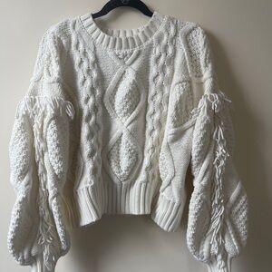 Line&Dot White Cable Knit Sweater size L